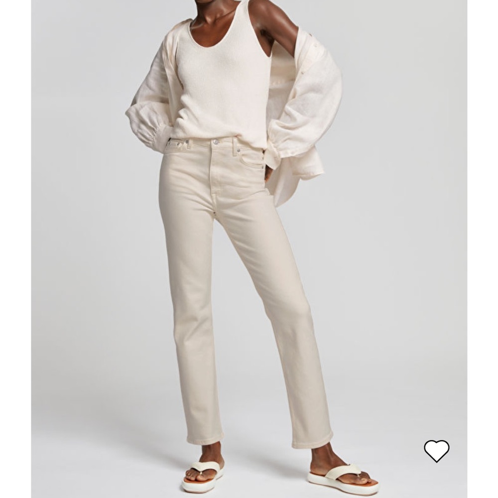 & other stories straight leg cream/ off white jeans